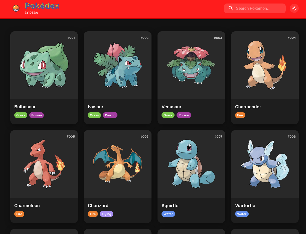 screenshot of the main Pokédex view